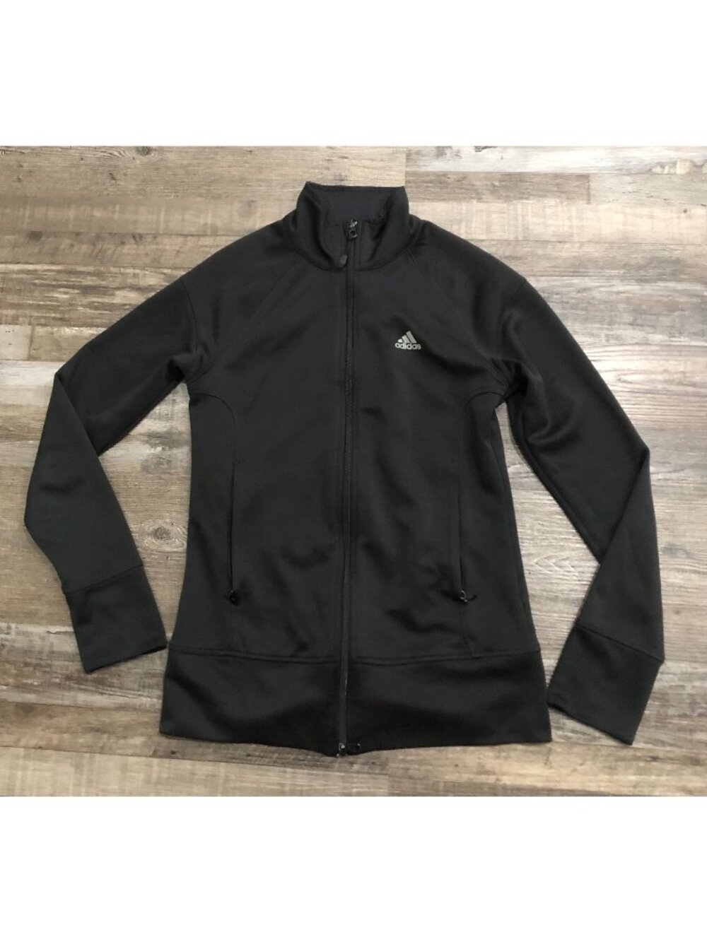 Adidas Womens Small Black Full Zip Athletic Track Jacket